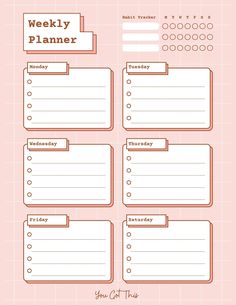 Weekly Planner digital download pink #digitalplanners🗓️. weeklyschedule #plannerbinder. Planners Aesthetic, Organized Schedule, Organisation Planner, Penanda Buku, Weekly Printable, Study Planner Printable, To Do Planner, Pink Planner