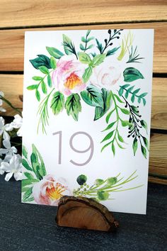 Watercolor floral bouquet table numbers 1-20 Boho Spring Wedding, Printable Table Numbers, Summer Weddings, Custom Fonts, Wedding Table Numbers