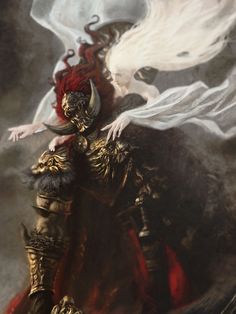 a painting of a man in armor with wings