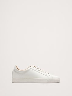 We can't get enough of these sneakers (and neither can you).  There's lots to love: leather uppers, sleek design, and lightweight OrthoLite® performance insoles—which wick away moisture for comfort.  Leather uppers.  Rubber soles.  B width. Minimalist Silhouette, Sneakers White, Wicks, Leather Sneakers, Banana Republic, Leather Upper, Personal Style, Women Shoes, Sneakers