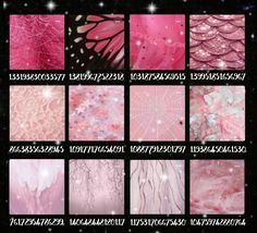 many different images of pink and white designs