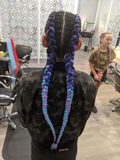 Coloured Dutch Braids, Colorful Dutch Braids, Braided Colored Hair Extensions, Dutch Braids With Color Extensions, Dutch Braids Extensions, Softball Braids With Color Extensions, Dutch Braid With Extensions, Boxer Braids With Extensions