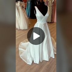 a dress on display in a bridal shop