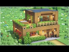 ⚒️ Minecraft | How To Build a Oak Wood Survival Starter Modern House 🏡 - YouTube Modern Oak House Minecraft, Minecraft Wood Modern House, Minecraft Small Wooden House, Minecraft Oak Wood House, Minecraft Survival Starter House, Survival Home Minecraft, Small Oak House Minecraft, Minecraft Houses For Two People, Oak House Minecraft