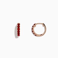 Effy Ruby Royale 14K Rose Gold Ruby Mini Huggie Hoop Earrings, 0.57 TCW Elegant Red Huggie Hoop Earrings, 14k Rose Gold Hoop Earrings With Prong Setting, Rose Gold 14k Hoop Earrings With Prong Setting, Rose Gold Hoop Earrings With Prong Setting, Anniversary Small Hoop Rose Gold Huggie Earrings, Anniversary Rose Gold Small Hoop Huggie Earrings, Daith Hoop, Piercing Stud, Rose Stone