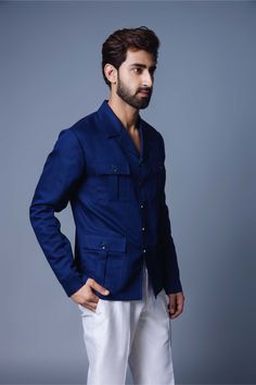 Editor's Note Introducing a navy blue solid shacket, a versatile and timeless wardrobe staple. This shacket combines the structure of a shirt with the functionality of a jacket, making it perfect for layering or wearing on its own. The deep navy blue color adds a touch of sophistication and versatility, allowing for easy coordination with a variety of outfits. Crafted from high-quality materials, this navy blue solid shacket offers both comfort and style, making it a must-have piece for any fash Blue Shacket, Jacket Making, Vacuum Storage, Deep Navy Blue, Indian Wedding Wear, Timeless Wardrobe Staples, Linen Color, Blue Solid, Fashion App