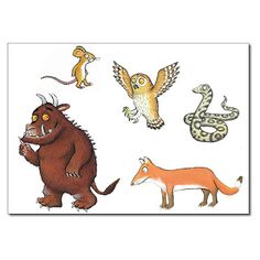 an animal and other animals are depicted in this cartoon style drawing, which depicts different types of creatures