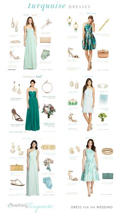 an info sheet with different types of dresses and accessories for bridesmaid or bridal