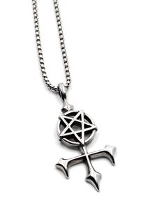 Satan Sigil Gothic Necklace. Stainless Steel. Gothic Stainless Steel Pendant Necklace, Adjustable Gothic Stainless Steel Necklace, Nickel Free Gothic Stainless Steel Necklaces, Gothic Stainless Steel Nickel-free Necklaces, Gothic Stainless Steel Nickel-free Necklace, Satanic Symbol, Sigil Necklace, Goth Pendant, Pentagram Necklace