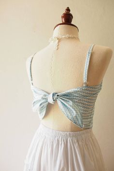 Top Spaghetti Straps Top Baby Blue Zigzag Stripe Cotton Top Cute Spaghetti Straps Crop Top For Summer, Cute Spaghetti Strap Crop Top For Summer, Cute Crop Top For Summer Parties, Cute Summer Party Crop Top, Cute Summer Crop Top For Parties, Beach Cami Crop Top With Tie Back, Summer Bandeau Crop Top With Tie Back, Summer Party Crop Top With Tie Back, Blue Backless Summer Crop Top