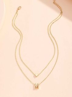 Style:Casual \nGender:Girls \nColor:Yellow Gold \nMaterial:Zinc Alloy \nMagnetic:No \nApplicable Age:3-14Y \n Teen Necklaces, Heart Letter, Pendant Necklace Simple, Letter Pendant Necklace, Necklace Simple, Letter Pendants, Age 3, Initial Necklace, Zinc Alloy