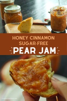 honey cinnamon sugar - free pear jam is an easy, delicious treat for the cold weather