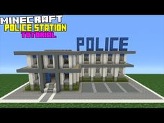 a police station in minecraft with the words police written on it's front