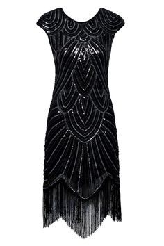 This elegant dress is classic vintage look for a modern woman. The eyecatching design features art deco print and unique vintage style which bring you back to the roaring twenties. Features: Crew neck Side zipper closure Below the knee Glittering beads Outfits 20s, 20s Outfit, Great Gatsby Dress, 30s Dresses, 1920s Fashion Women, 20s Dresses, Great Gatsby Dresses, Vestidos Retro, Glamour Vintage