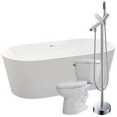 Chand 67 in. Acrylic Flatbottom Non-Whirlpool Bathtub with Havasu Faucet and Kame 1.28 GPF Toilet - Luxe Bathroom Vanities Luxury Bathroom Fixtures Bathroom Furniture Bathtub Dimensions, White Bathtub, Oasis Home, Modern Bathtub, Chrome Faucet, Body Form, Whirlpool Bathtub, Acrylic Bathtub, Soaking Bathtubs