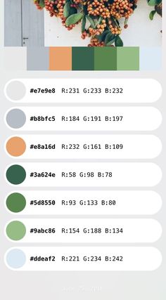 the color scheme for an outdoor planter is shown in shades of green, orange and yellow