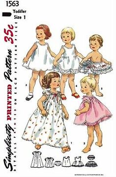 Simplicity #1563 Fabric Sewing Pattern Toddler Girl SLIPS Pajama Nightgown 1/2/3 | eBay Slip Nightgown, Nightgown Pattern, 1950s Sewing Patterns, Children's Dresses, Patron Vintage, Childrens Sewing Patterns, Fabric Sewing Patterns, Sewing Lingerie, Sewing Patterns Girls