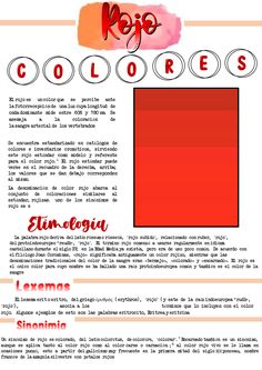 an image of a red color scheme with the words colors in spanish and english on it