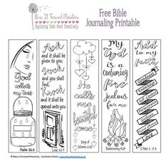 three bookmarks with the words free bible journaling printable