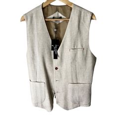 Men’s Vets Brand New Casual Business Vest With Pockets, Beige Vest With Pockets, Casual Linen Vest For Fall, Photography Vest, Mens Black Vest, Check Vest, Nike Vest, Black Leather Vest, Coats Men