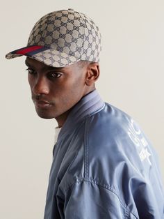 Gucci's canvas baseball cap is inspired by relaxed summers on the Italian coast. Covered with the iconic 'GG' monogram, it's trimmed with signature striped webbing at the brim and has an adjustable back tab for a secure fit. Casual Gucci Men's Baseball Cap, Gucci Luxury Casual Baseball Cap, Designer Gucci Baseball Cap With Embroidered Logo, Luxury Gucci Men's Baseball Cap, Luxury Gucci Snapback Hat, Gucci Collection, Italian Coast, Gg Monogram, Cap For Men