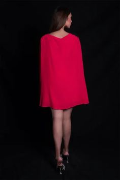 Shop for Seesa Red Crepe Short Cape Dress for Women Online at Aza Fashions Red Cape, Cape Sleeves, Cape Dress, Dress Red, Dress For Women, Aza Fashion, Abstract Pattern, Dresses Online, Red Dress