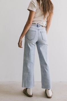 Colette Wide Leg Jeans in Light Wash High Rise Denim Jeans, Jeans Wide, School Style, High Rise Denim, School Fashion, Wide Leg Jeans, Leg Jeans, Denim Jeans, Inside Out