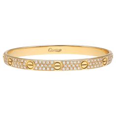 CARTIER Love Bracelet Diamond Pave For Sale at 1stDibs Cartier Gold Bracelet, Gold Cartier Bracelet, Cartier Love Bracelet Diamond, Vintage Cartier Watch, Jewelry Stack, Cartier Gold, Pave Bangle, Pave Bracelet, Contemporary Engagement Rings