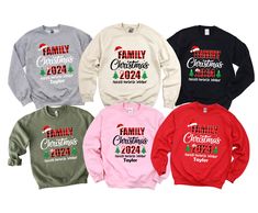 Custom Family Christmas Sweatshirts, Cute Christmas 2024 Hoodie, Matching Family Christmas Sweatshirts, Family Christmas 2024 Shirt, Custom Name Xmas Shirt, Christmas Party Shirt *HOW TO ORDER: 1. Please, Check and Review all Photos and Size Charts (The V-necks and Tank Tops are Women's Size, The other styles are Unisex) 2. Choose Your T-Shirt Color/Size (You can see youth and toddler options in the same drop-down menu) 3. Choose Your Quantity as much as you want. 4. Click "Add To Cart". For mul Family Christmas Sweatshirts, Christmas Party Gifts, Hoodie Hood, Christmas Party Shirts, Christmas Matching, Christmas Party Gift, Women Sweatshirts, Xmas Shirts, Family Christmas Shirts