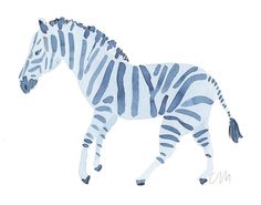 a watercolor drawing of a zebra running