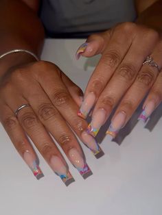 Long Square Nails Design Ideas Summer, Nails Acrylic Vacation, Overlay Nail Ideas, Medium Length Nails Acrylic, Vacation Nails Black Women, Summer Nails Black Women, Medium Length Nails, Length Nails, Acrylic Overlay