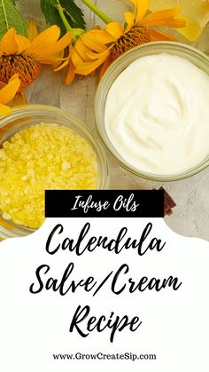 caledala salt and cream recipe with flowers in the background