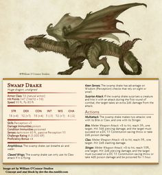 an image of a dragon with wings on it's back and the words swamp dake above it