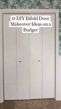 an open door with the words diy bifold door makeover ideas on a budget