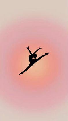 the silhouette of a ballerina is shown in front of an orange and pink sky