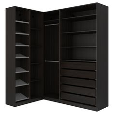 an open bookcase with shelves on both sides