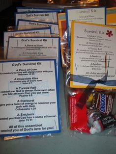 candy bar survival kit with instructions on it