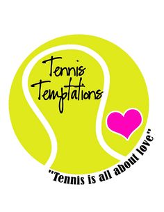 a tennis ball with the words tennis temptings and a pink heart on it's side