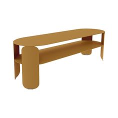 Elevate your favorite indoor or outdoor space with the BeBop Low Console Table, a sophisticated and stable addition from Fermob. Featuring a sleek steel sheet tabletop and curved base, supported by steel tube legs and a cross-beam, this console table effortlessly combines style and functionality. Use as part of an entryway vignette or outdoor seating group accent, choosing from a wide range of finish options to suit your space. Highlights Made in France Robust curved steel sheet base ensures stability Steel tube supporting cross-beam under the table tops Built-in shelf for additional storage Some assembly required Fermob BeBop Low Console Table in Yellow Entryway Vignette, Low Console, Low Console Table, Wall Hooks Bathroom, Toilet Accessories Decor, Table Top Design, Baby Nursery Furniture, Outdoor Cushions And Pillows, Steel Sheet