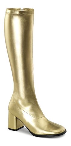 GOGO-300 Gold PU Boots Sparkly Gogo Boots, Gold Gogo Boots, Gold Platform Boots, Brown Gogo Boots, Chic Gold Knee-high Heeled Boots, Luxury Gold Knee-high Boots, Gold Boots, Pu Boots, Gogo Boots