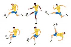 a man in different poses kicking a soccer ball