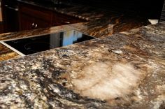 a granite counter top in a kitchen