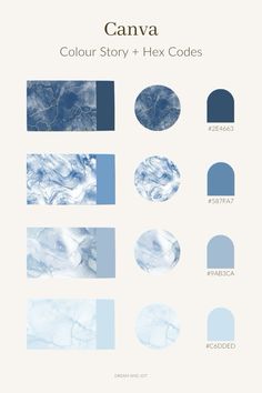 the color scheme for canva's blue and white marble wallpaper is shown