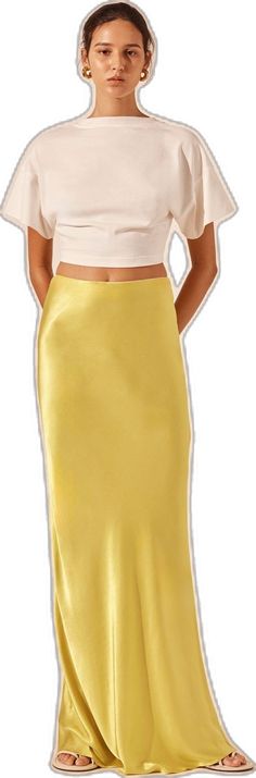 Elegant Yellow Maxi Skirt, Elegant Yellow Silk Skirt, Shona Joy, Satin Finish, Sofia, Maxi Skirt, Satin, Collage, Skirt