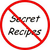 a red sign that says secret recipes