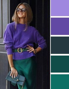 Fall Color Schemes, Colour Combinations Fashion, Color Combos Outfit, Color Blocking Outfits, Trendy Outfit Ideas, Color Combinations For Clothes, Purple Outfits, Fall Outfit Ideas, Aesthetic Look