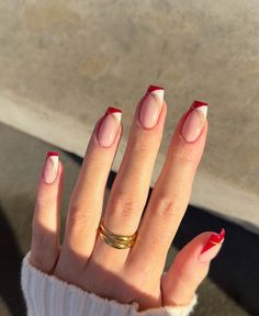 Red And White Nails, Classy Acrylic, New Nail Art Design, Red Christmas Nails, Christmas Nails Easy, Nails Easy, Christmas Nail Art Designs