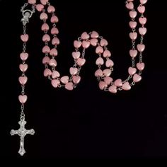 Pink Peach Heart Rosary Necklace The Rosaries For Women Virgin Cross Pendant Catholic Religious Jewelrybx28/3/#2 Cute Love Heart, Rosary Prayer, White Love, Rosary Necklace, Heart Chain, Cross Jewelry, White Heart, Heart Beads, Dream Jewelry