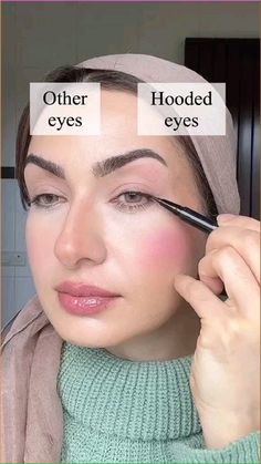 Makeup For Hooded Eyelids, Hooded Eye Makeup Tutorial, Eyeliner For Hooded Eyes, Beginners Eye Makeup, Eye Makeup Techniques, Makeup Artist Tips, Face Makeup Tips, Hooded Eye Makeup, Natural Make Up