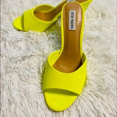 Reposhing This Item I Purchased From @Susetteholder. Loved It, But They Were A Little Too Snug On My Foot. Never Worn, Just Tried On In The House On Carpet. Questions? Leave A Comment Below! Yellow Pointed Toe Sandals For Summer, Yellow Open Toe Heels With 4-inch Heel, Yellow Heels With Padded Block Heel, Yellow Block Heels With Padded Heel, Yellow Heels With Heel Strap For Summer, Yellow Sandals With 4-inch Heel For Summer, Yellow Low Heel Sandals For Summer, Yellow Pointed Toe Sandals For Spring, Yellow Open Heel Synthetic Heels